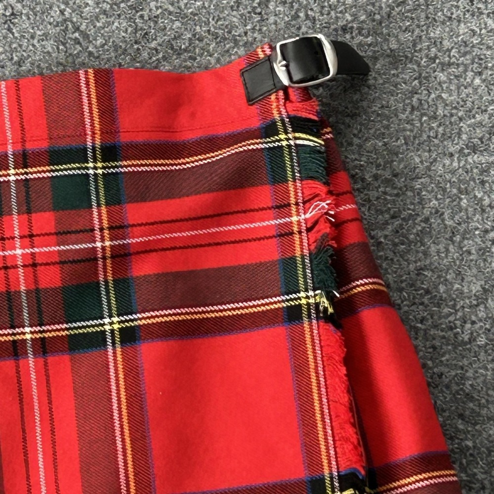 O'Neil Of Dublin Skirt Girls 7-8 Red Plaid Pleated School Kilt Buckle Ireland - Picture 2 of 10